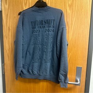 Taylor Swift Blue Crewneck Large Sweater with new dates Brand New!!